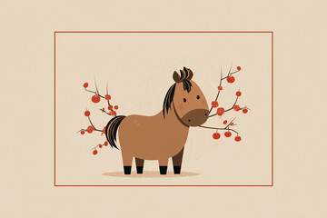 枝と馬のイラスト