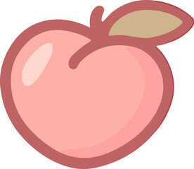 Adorable pastel peach illustration in kawaii style with soft pink tones, smooth shading, and a simple minimal design for a cute aesthetic.