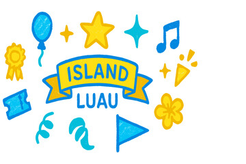 Island luau party decorations featuring colorful theme elements and festive symbols for a fun celebration