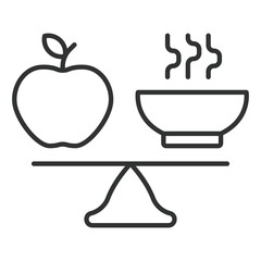 Balanced diet icon in line design. balanced diet, food, nutrition, healthy, lifestyle, meal, wellbeing on white background vector. balanced diet editable stroke icon