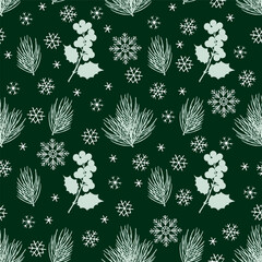 Christmas and New Year pattern. New Year symbols. Vector design template.