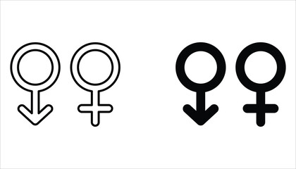 Gender icon set. Male and Female gender symbol. Vector illustration for web design. Isolated on white background.	