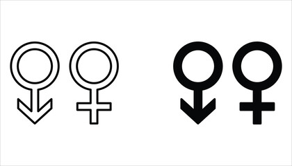 Gender icon set. Male and Female gender symbol. Vector illustration for web design. Isolated on white background.	
