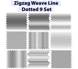 Zigzag Weave line dotted curve line vector gradient pattern 9 icon set