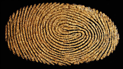 Fototapeta premium Golden yellow fingerprint on black background