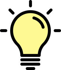 Yellow light bulb icon representing inspiration. Idea, invention concept