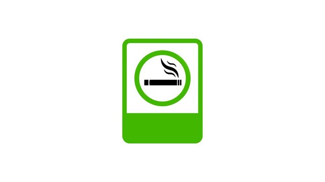 smoking area texting motion with sign icon. Motion graphic design. 4k white background