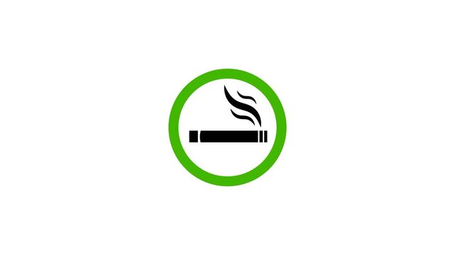smoking area sign icon. Motion graphic design. 4k white background
