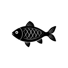 Illustration of a black fish with white diamond pattern on its body design on transparent background