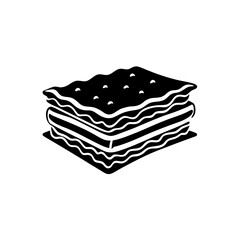 Illustration of a layered lasagna dish with visible sauce and pasta sheets on transparent background