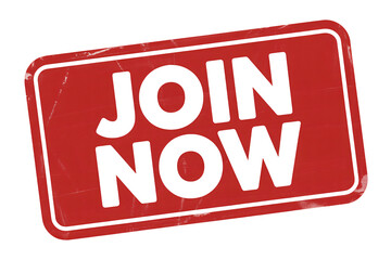 Urgent call to action join now red stamp design