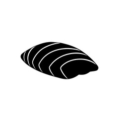 Illustration of a black piece of salmon fillet with white curved lines on top on transparent background