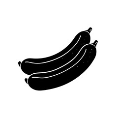 Illustration of two black zucchini vegetables arranged side by side on white on transparent background