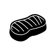Illustration of a black steak with grill marks on a white isolated background on transparent background