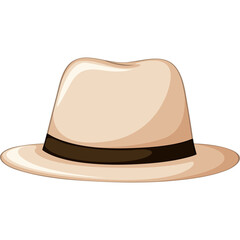 Light Beige Fedora Hat with Dark Brown Band and Wide Brim on Transparent Background Isolated Simple Accessory for Fashion
