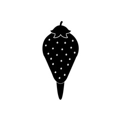 Illustration of a black strawberry with white seeds on a white background on transparent background