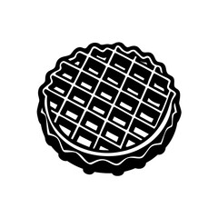 Illustration of a round waffle with a grid pattern and a textured border design on transparent background