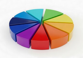 Obraz premium Colorful slices of a pie chart showing data breakdown and visualization