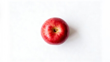 Overhead View of a Perfectly Ripe Red Apple on White Background