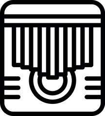 Kalimba thumb piano musical instrument outline icon featuring tines and sound hole, representing african music and cultural heritage