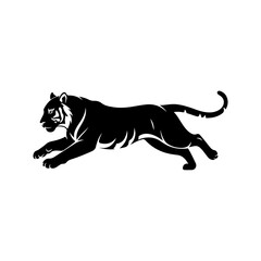 Running Tiger Silhouette Vector, Wild Animal