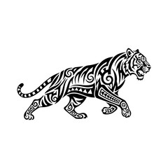Running Tiger Silhouette Vector, Wild Animal