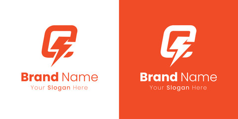 Modern electric energy bolt symbol for tech company branding and identity logo design