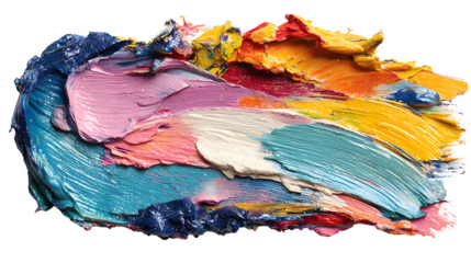 Colorful paint brushstroke, bold textured palette sweep, artistic soft lighting, isolated on white background