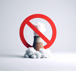 Stop CO2 emissions sign with industrial factory and prohibit sign