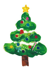 クリスマスツリーの水彩画