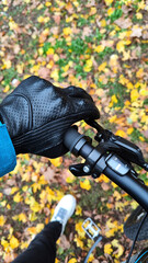 hand on the handlebars of a bicycle