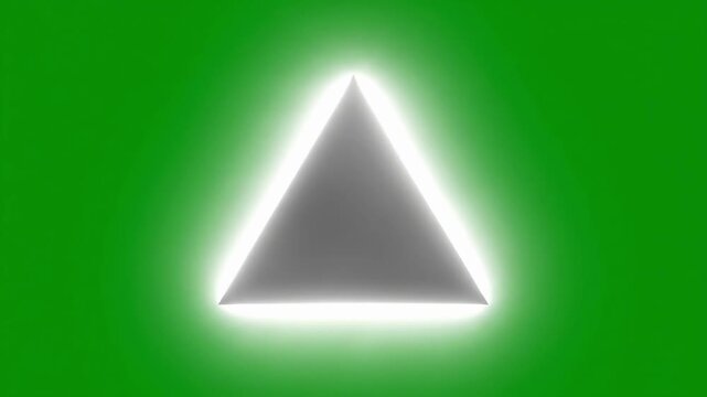 Glowing Triangle on Green Background Abstract Geometric Shape with a Radiant Aura, Symbolizing Energy and Focus in a Digital Design