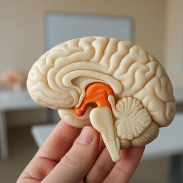 Hand Holding Anatomical Brain Model for Education