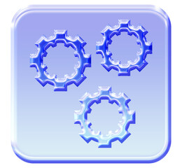 3D Glassmorphism Gears Icon with a Vibrant Blue Gradient, Symbolizing Settings and Teamwork, as a Transparent PNG