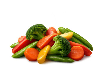 Mixed fresh vegetables creating a healthy and colorful ingredient pile, ready for cooking, with transparent background