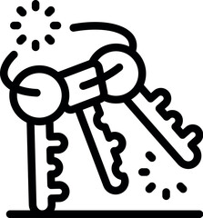 Bunch of keys falling down making a noise, key ring dropping on the floor