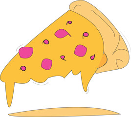 Minimalist Pizza Slice Illustration with Cheese and Toppings