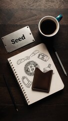 Naklejka premium Crypto Security Flat Lay with Hardware Wallet and Seed Plate