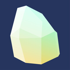Vibrant polygonal abstract element with a captivating gradient of cool blue, green, and warm yellow hues, offering a modern aesthetic on a minimalist dark background