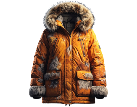 Winter Parka Jacket Isolated on Transparent Background