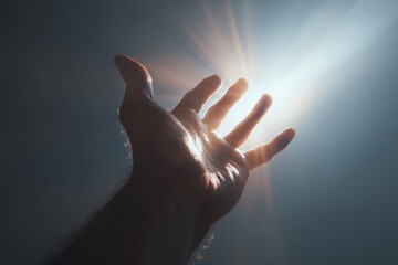 Silhouette of a hand reaching toward a glowing light, symbolizing ambition, hope, and aspiration.