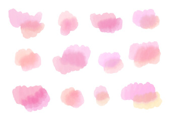 手描きの水彩あしらい　雲　赤