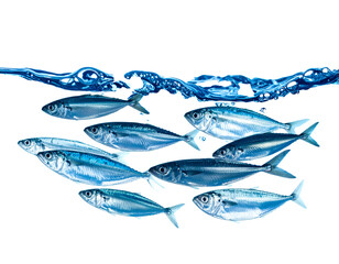  School of Fish Moving Gracefully in Wave Formation