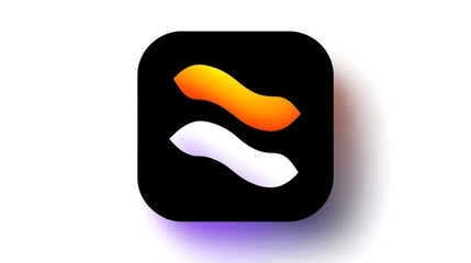 Obraz premium Sleek and modern app icon featuring a minimalist abstract composition of smooth, vibrant shapes in a minimalist black, orange, and purple color palette