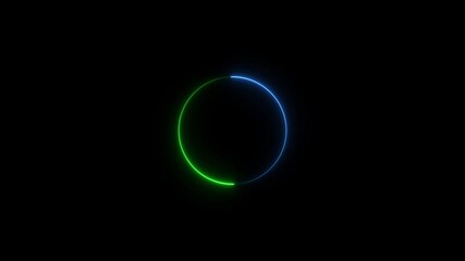 cyan circle glow border, alpha channel, seamless loop, abstract glowing neon line cyan color circular lens animation neon light on black background, vertical. 4k video black background, - Powered by Adobe