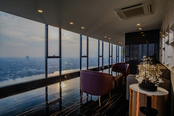 a view of high floor condominium common living room