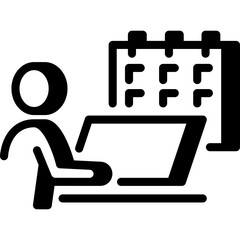 Person with laptop, digital work and productivity vector icon