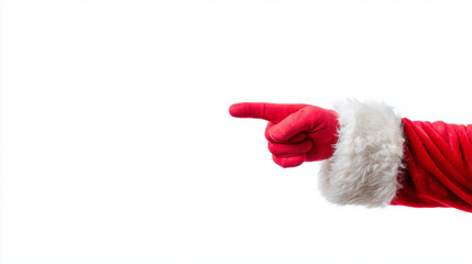 Santa pointing finger on white background