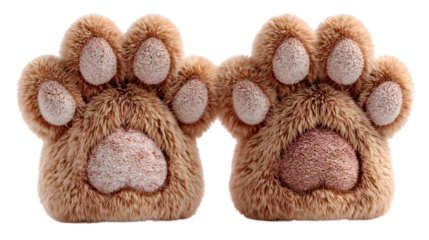 Fuzzy animal paws 3D rendered, soft plush texture, cute character vibe, isolated on white background