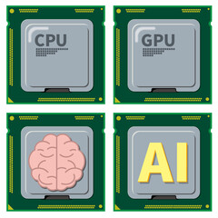 ハイテクなマイクロチップ（プロセッサ）のベクターイラスト